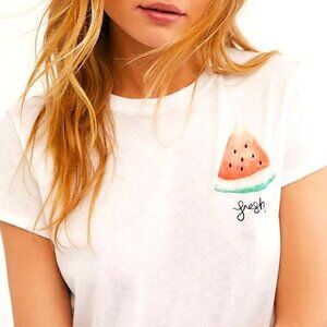 NWT FREE PEOPLE Fruit Medley Fresh Embroidered Watermelon Print Tee-shirt S